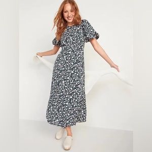 NWT Old Navy Puff-Sleeve Floral Maxi Shift Dress
